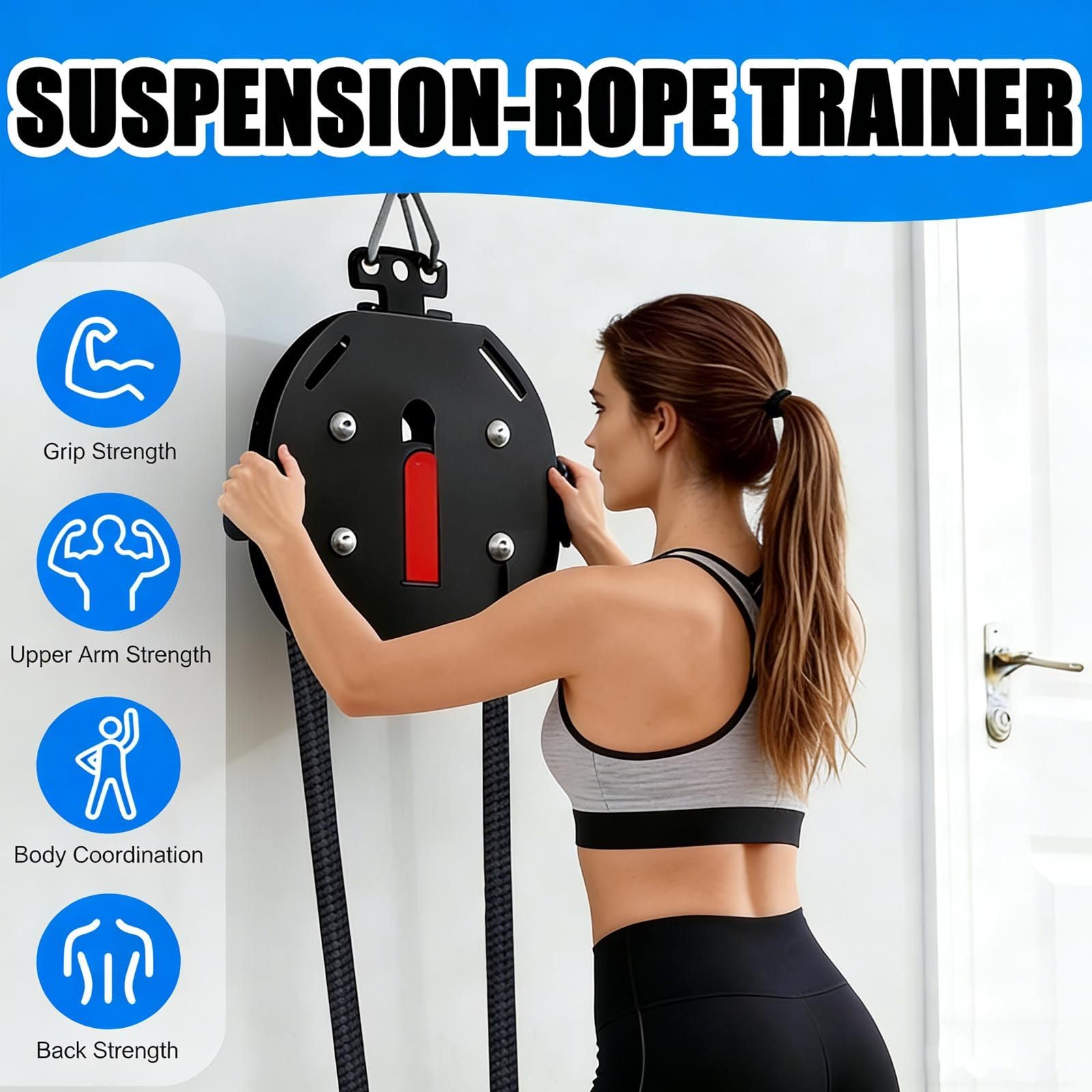 Entrenador De Cuerda Sin Fin | Siste-ma De Poleas De Cable PortáTil Con Resistencia Ajustable | MáQuina De Cuerda Para Escalar, Equipo De Gimnasio En Casa Para Ejercicios De Agarre, Brazos