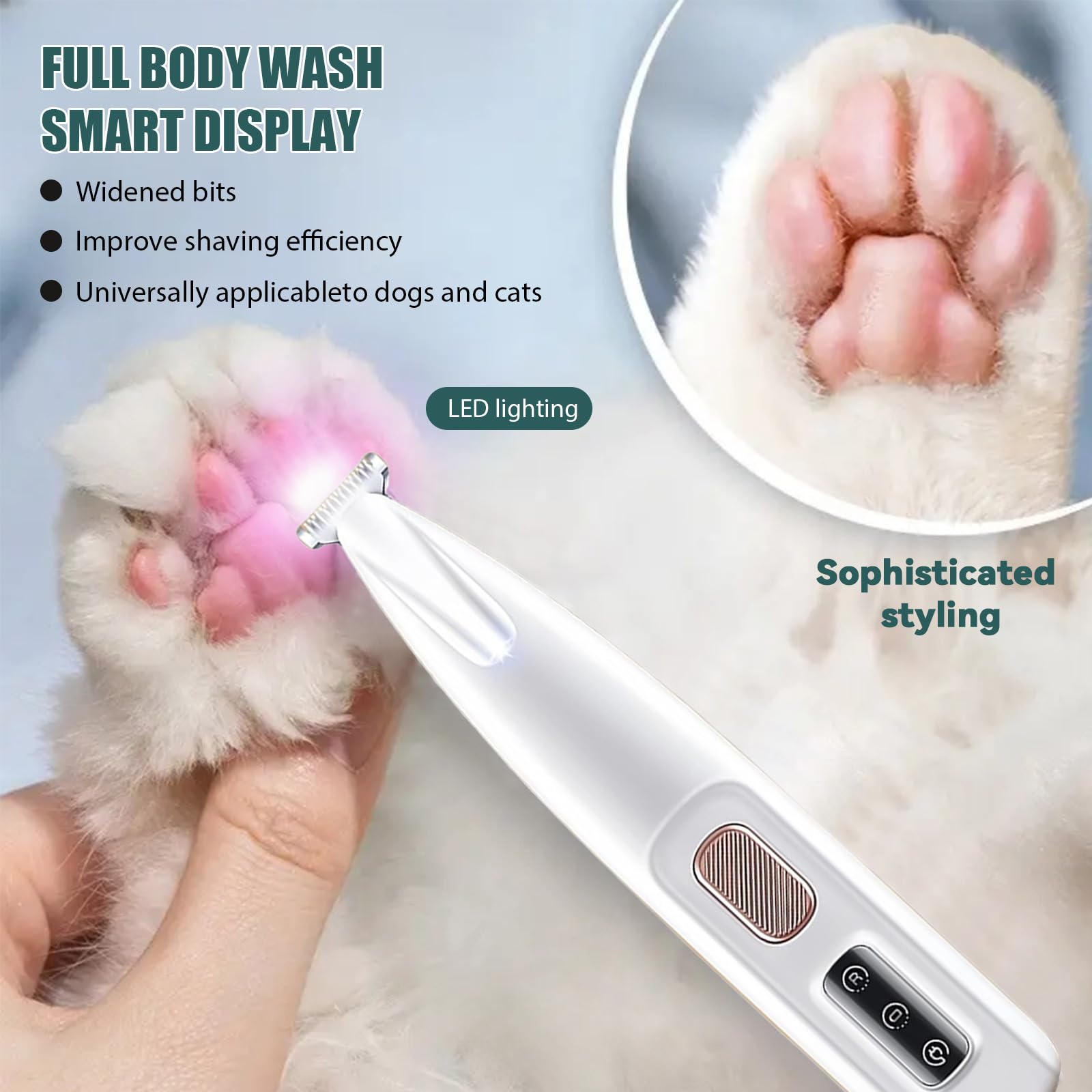 3 en 1 Tondeuse Chat Professionnelle: Silencieuse Tondeuses pour Chat Étanchéité IPX7,Sans Fil Fondeuse Toilettage pour Animaux avec Câble USB Rechargeable pour Chat et Chien (1 PCS)