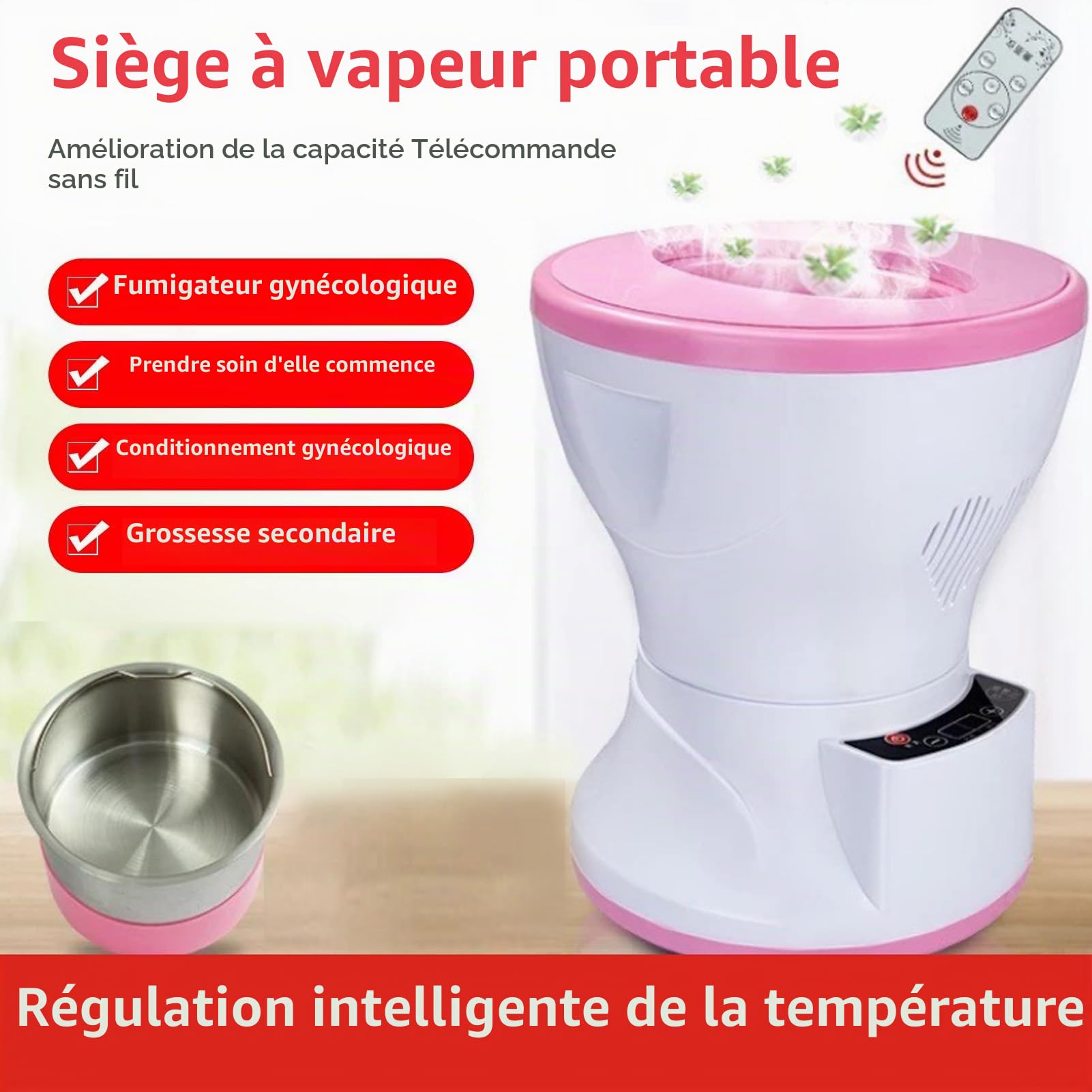 Yoni Seat Yoni Kit, Siège Vapeur Portable avec Coussin, Kit V Steam At Home pour Femme santé Vaginale, équilibre PH, Soins Post-partum, Nettoyage et Soutien Menstruel, Cadeaux