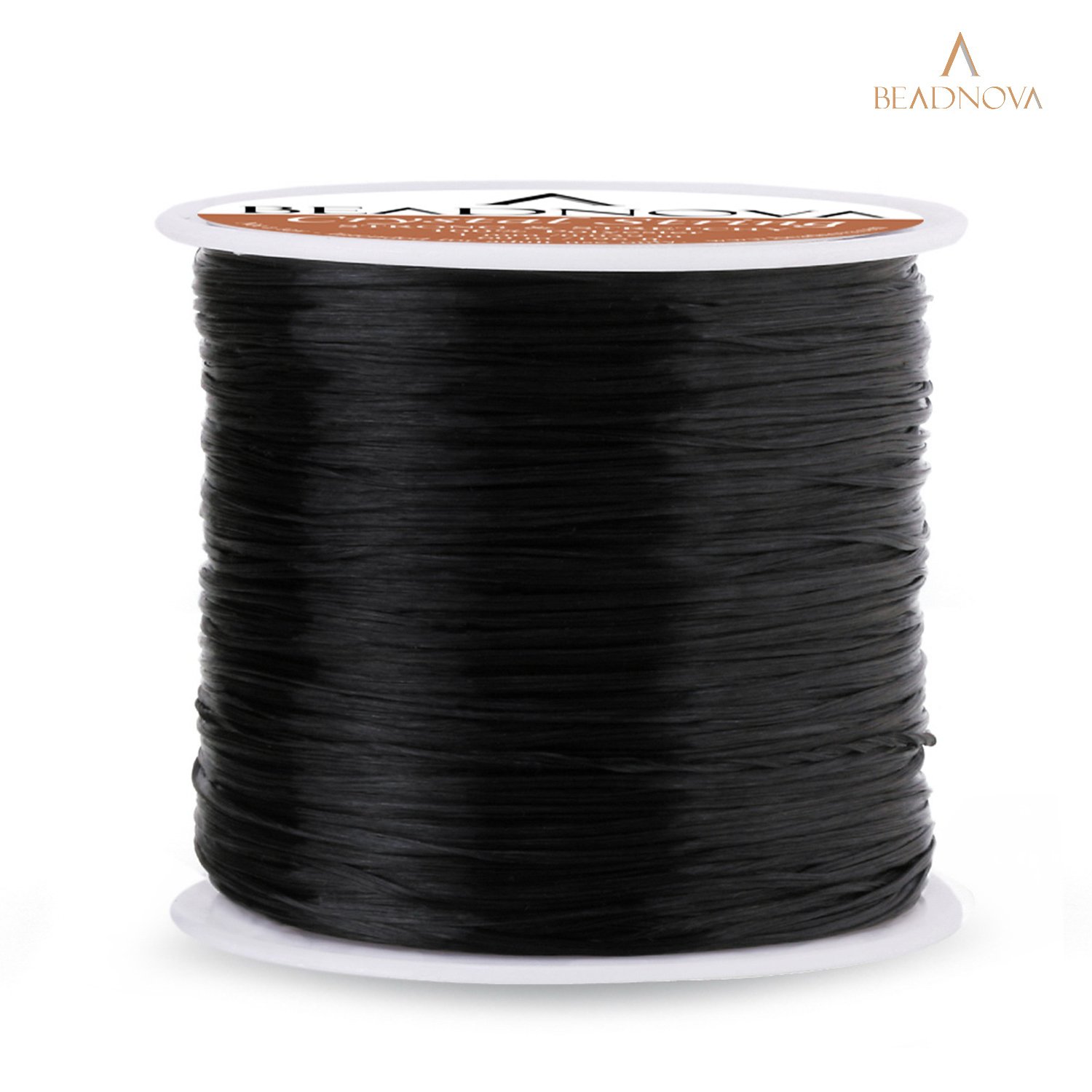 BEADNOVA 1mm Elastic Stretch Polyester Jewelry Bracelet Crystal String Cord 60m Roll (Black)