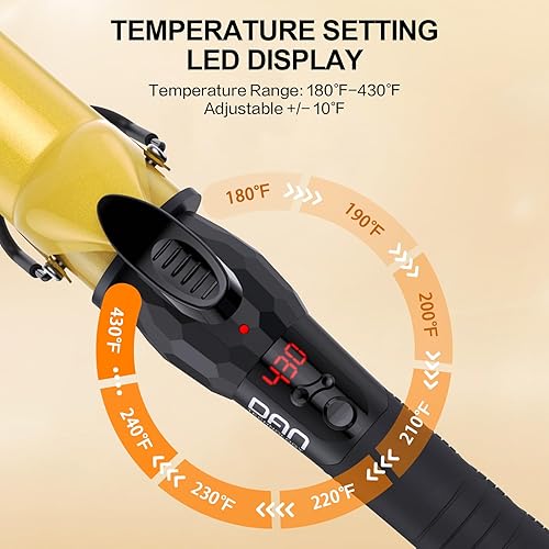 Miniatura 2 de DAN Technology Rizador de pelo de cerámica turmalina de 1.5 pulgadas con pantalla LCD, para peluquería, peluquería, peluquería, calentamiento