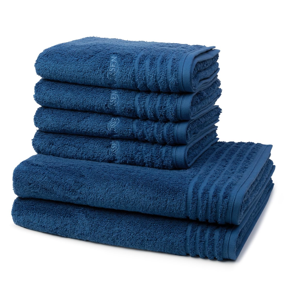 Vossen - 6 teiliges Frottier-Set - Vienna Style Supersoft (4 X Handtuch 2 X Duschtuch im Set) - 620 g/m2 - Baumwolle - Frottee - saugstark - weich und flauschig - Deep Blue