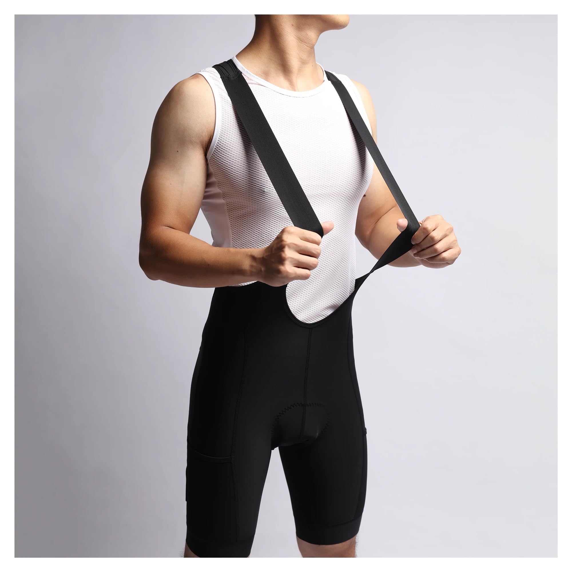 Pantaloncini da Ciclismo Pantaloncini con Bretelle da Ciclismo Estate Uomo 2 Tasche Pantaloni Bicicletta Imbottiti in Gel PRO Mountain Bike Tights Triathlon