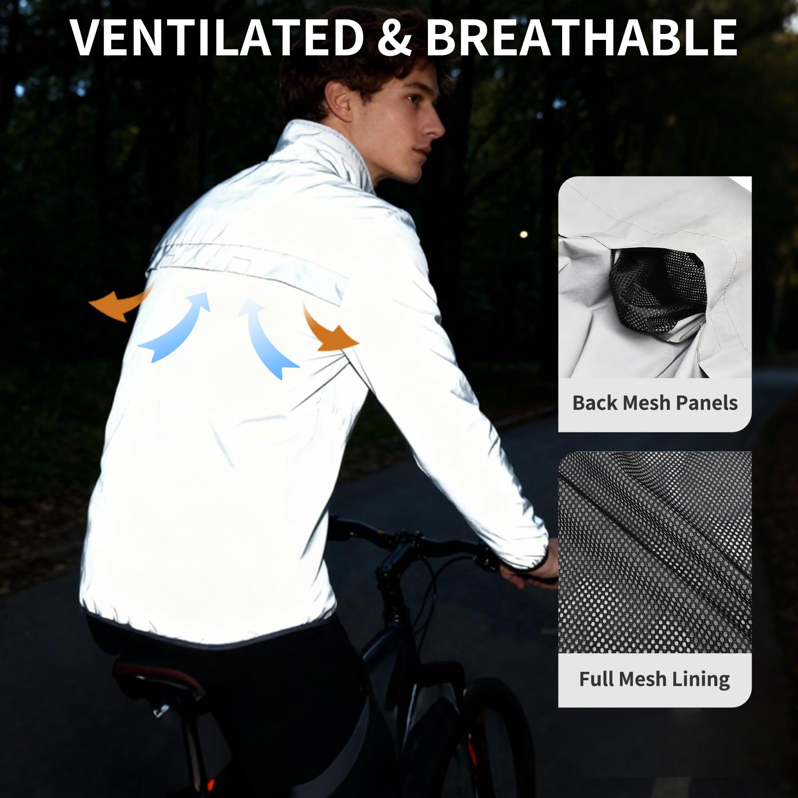 WOSAWE Giacca da ciclismo da uomo riflettente impermeabile giacca a vento Mackintosh