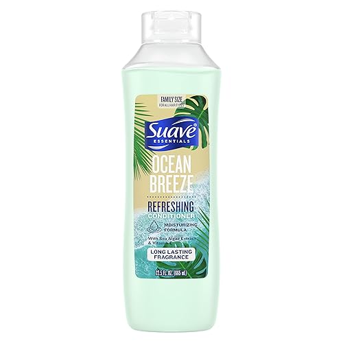 Suave Essentials - Acondicionador refrescante, infundido con extracto de algas marinas y vitamina E, acondicionador para el cabello Ocean Breeze con