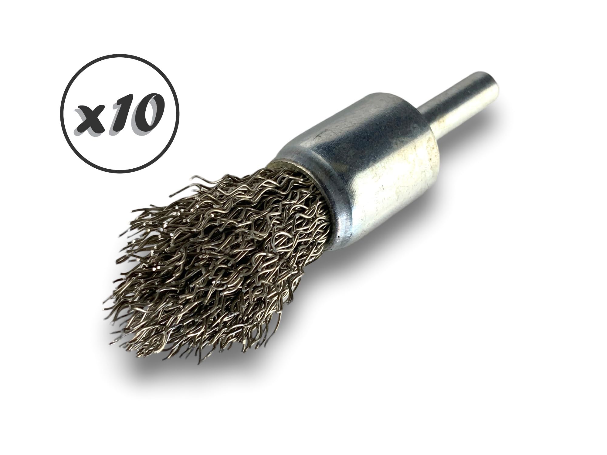 Kibros Lot 10 brosses en bout pointe fil acier dur Ø 18 mm