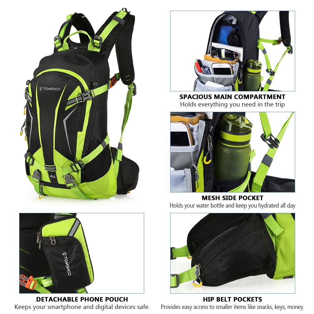 TOMSHOO Mochila Ciclismo 20L/30L Impermeable para Excursionismo Ciclismo Alpinismo Senderismo Camping al Aire Libre con Cubierta de Lluvia y del Casco