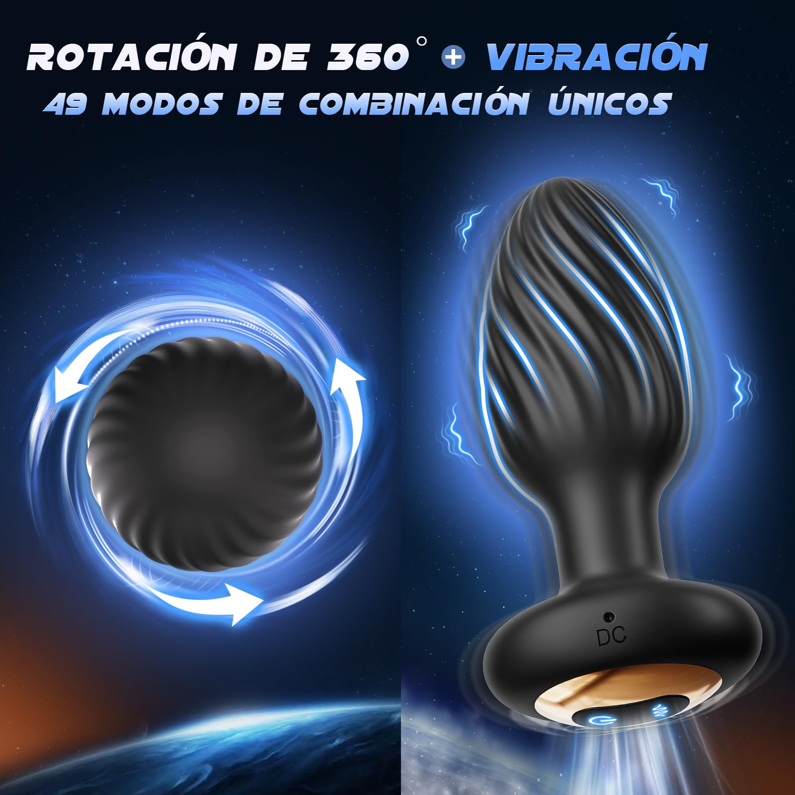 Contitop Plug Anales,con Diamante Consoladores.. para Mujer con Vibración, Butt Plug Juguetes Sexuales para Hombre con 7 Modos Giratorios y 7 Modos Vibratorios, Consolador Masculino Juguetes Eróticos