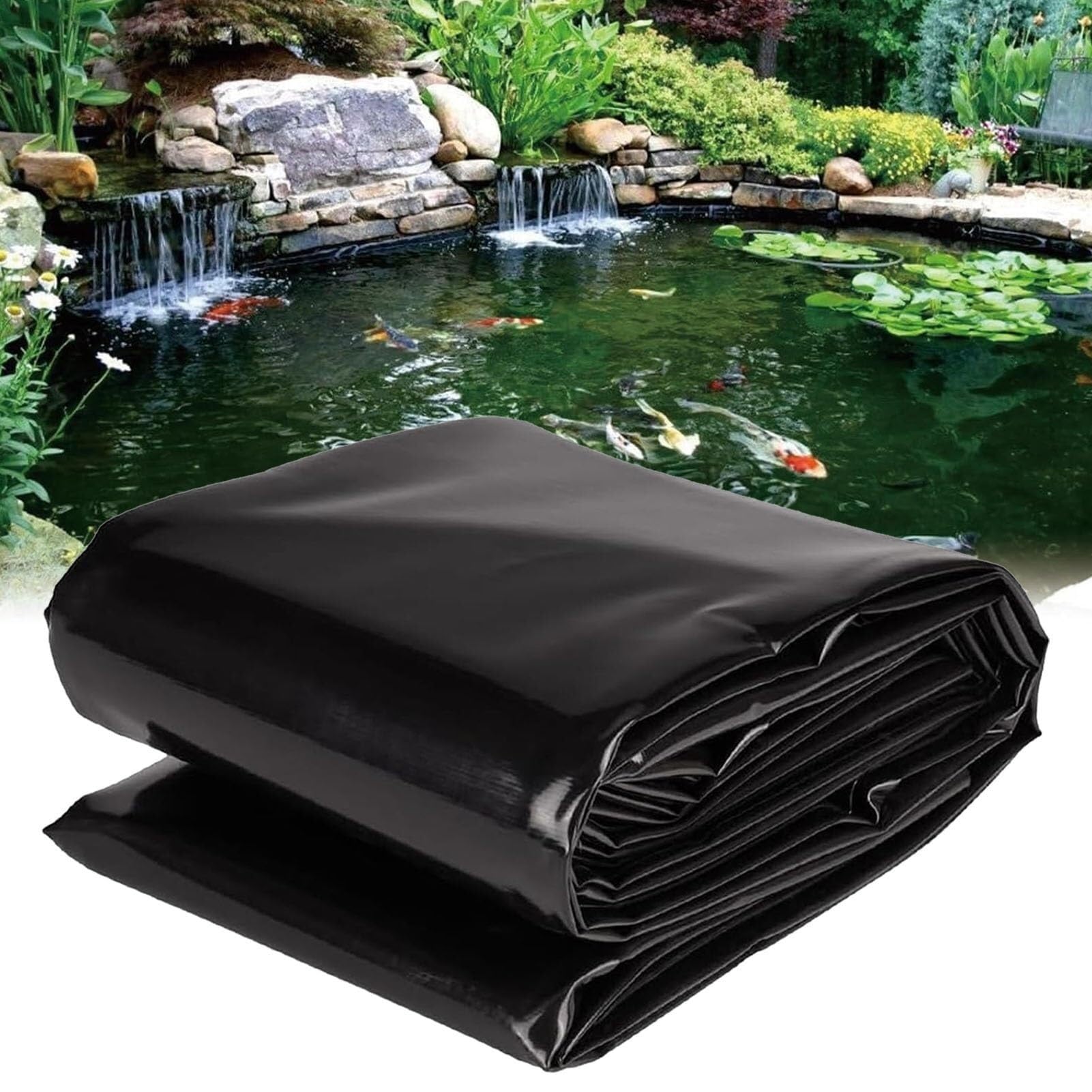 Genérico Revestimiento Impermeable de Alta Resistencia para estanques de jardín | Lámina de Polietileno con Membrana para estanques de Peces Negros | Lona Duradera para Jardines acuáticos | 10 x 15 m