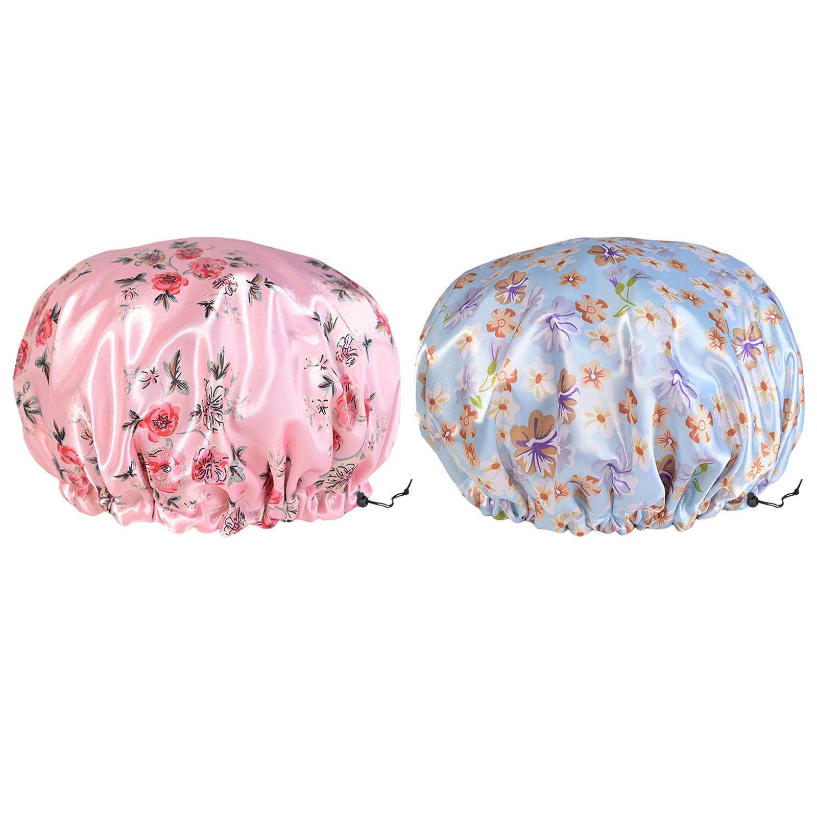 Gorro de Ducha Impermeable 2PCS Gorro de dormir de dibujos animados,Gorro de Ducha Ajustable de Doble Capa,Gorros de Baño Elásticos para Niñas/Niños,Mujeres (Flor)