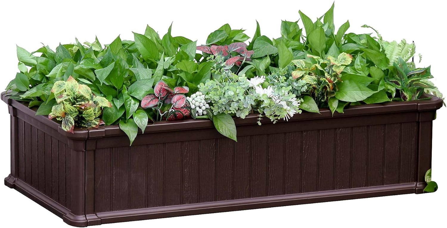 Outsunny 48 x 24 x 12 Raise Garden Bed, Planter Box, above Ground Garden for Flowers, Herb, Vegetables with Easy Assembly, Brown
