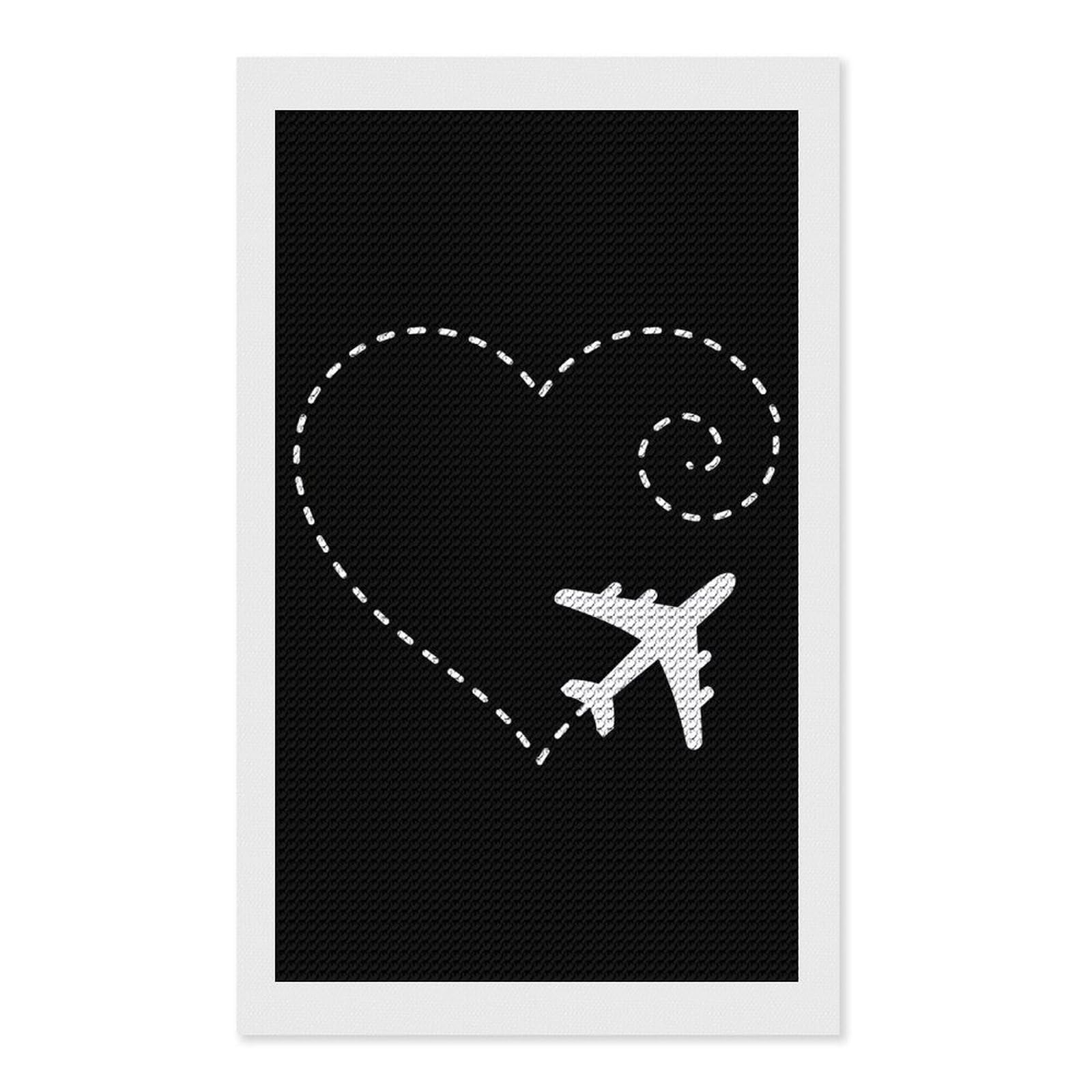 Nclqvjxzkhw Style Airplane Heart Diamond Art Painting For Adult Round Diamonds Pictures Arts Crafts Home Wall Decor 12"X20"
