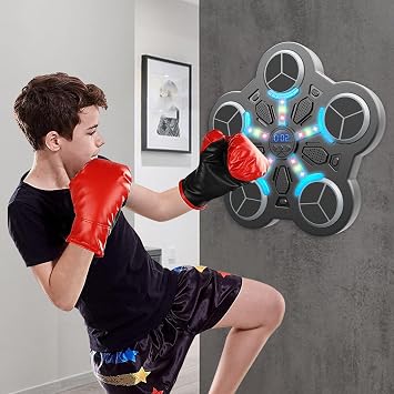 Music Boxing Machine, Wall Boxing Punching Pad, Interactive Punching Trainer with Boxing Gloves, Music Punching Machine for Home Adults Kids