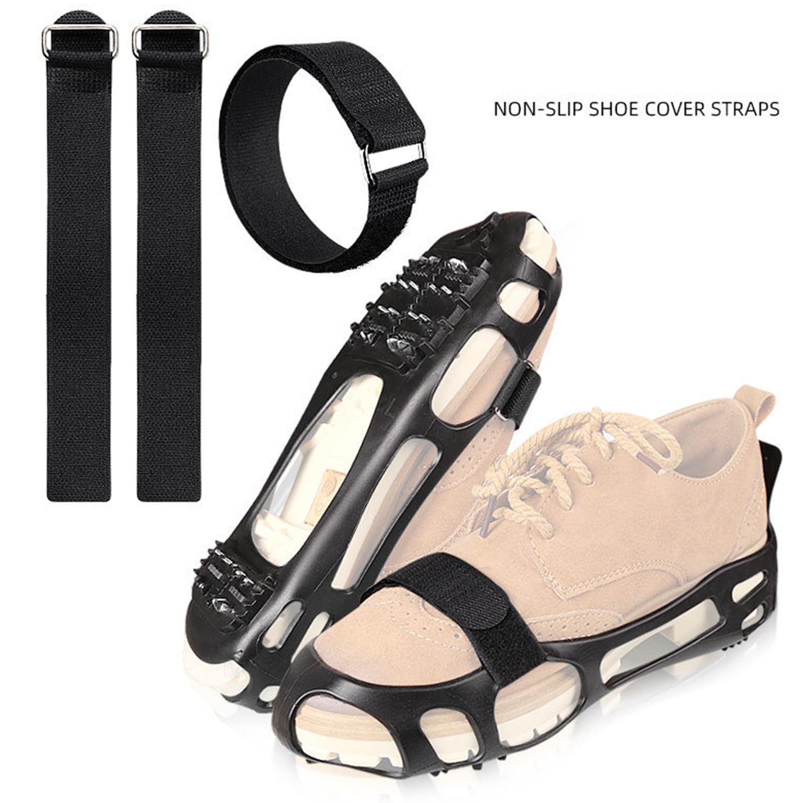 1 par de tacos de hielo correas de sujeción para zapatos para hombre y mujer, ideal para deportes de invierno y aventuras al aire libre, desmontable