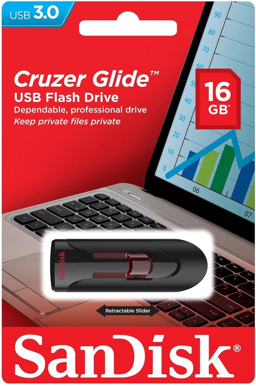 SanDisk 16GB (10 Pack) Cruzer Glide USB 3.0 Flash Drive SDCZ600-016G-B35 Bundle with (5) GoRAM Black Lanyards (16GB, 10 Pack)