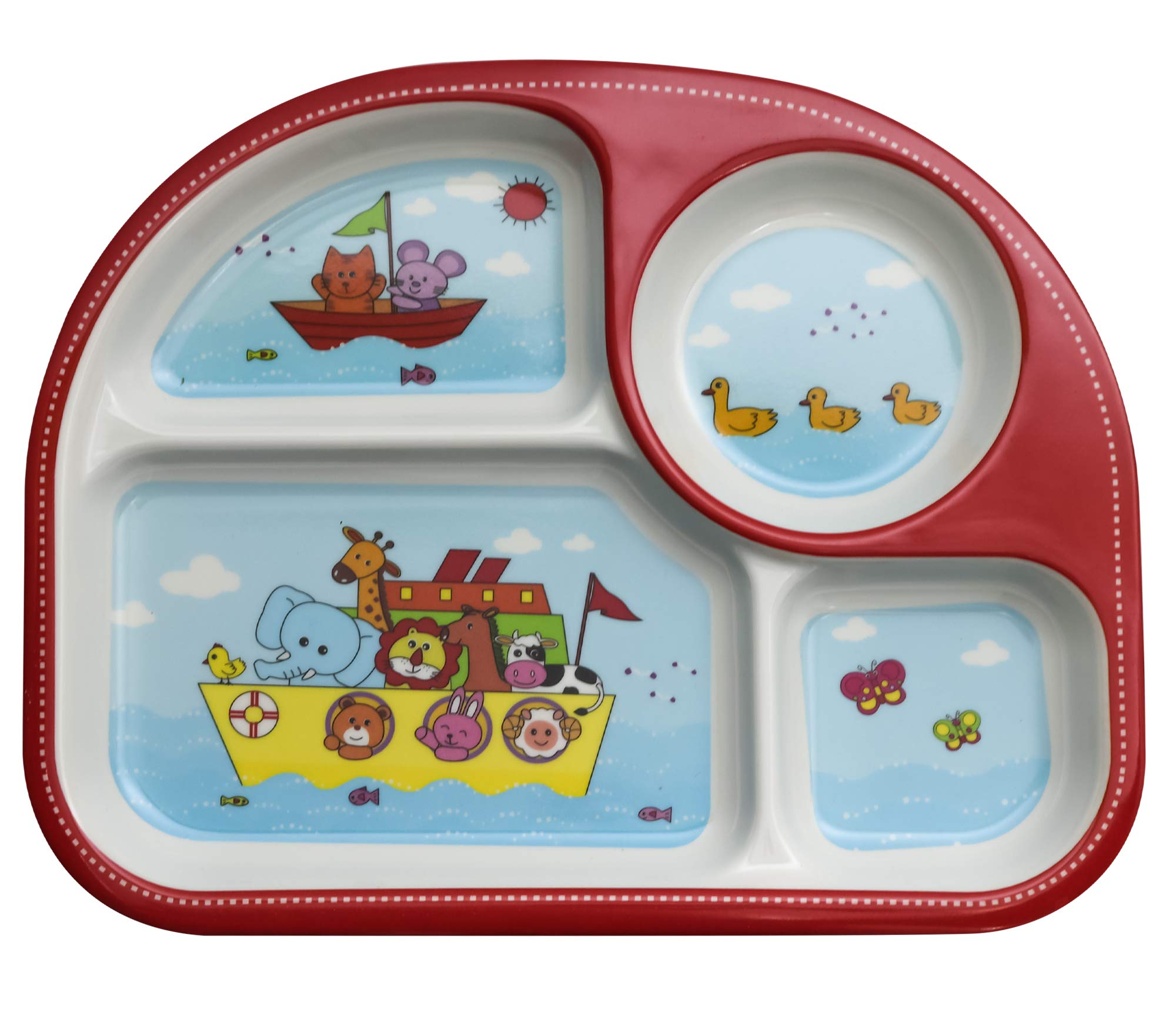 ZIDO Exclusive Melamine A-Grade Quality Semi Square Partition Plate with Attractive Kids Loving Design Model Bass Drum Soldier