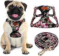 Vista 1 de CHEDE No Pull Floral Pattern Dog Harness - Lightweight and Soft, Adjustable Small Dog Harness Set with Leash, Suitable for Puppy to Medium-Sized Dog