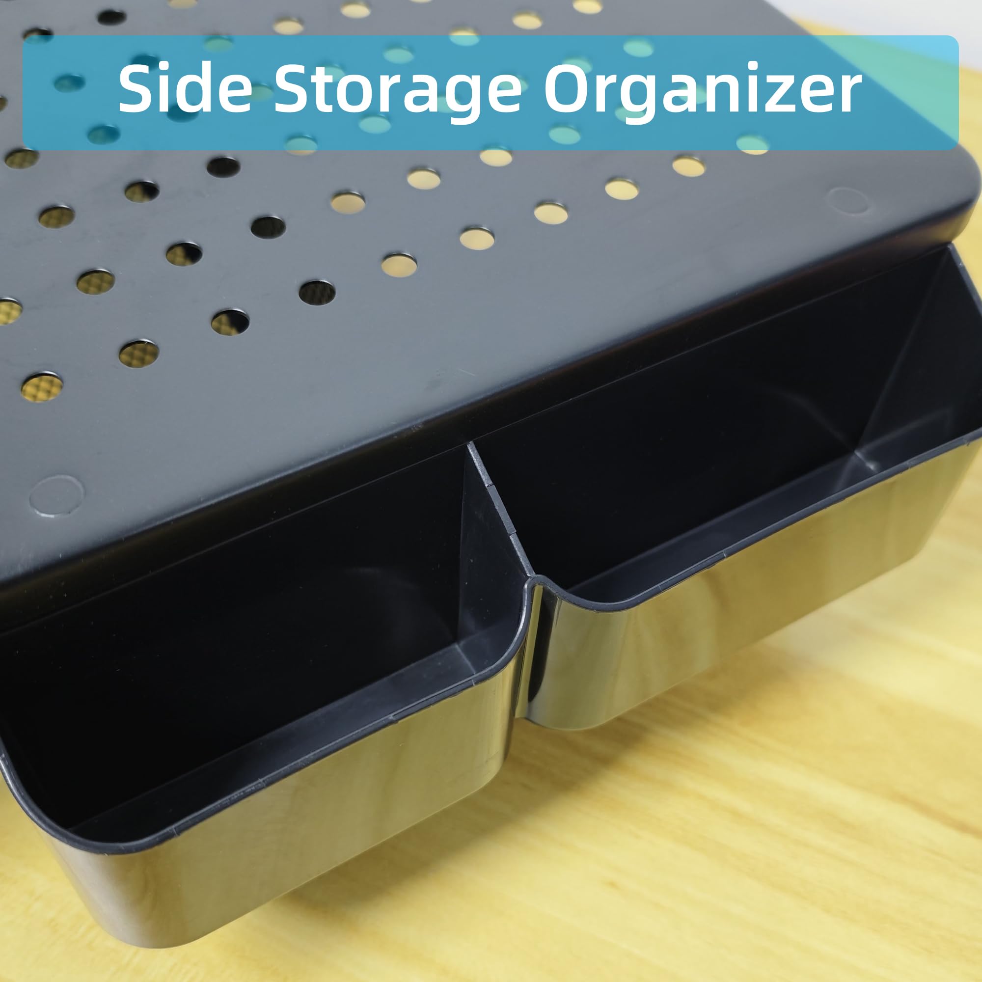 Soporte elevador para monitor, soporte de metal para portátil con almacenamiento, soporte de impresora con cajón ventilado y almacenamiento lateral, organizador de escritorio para monitor, 4