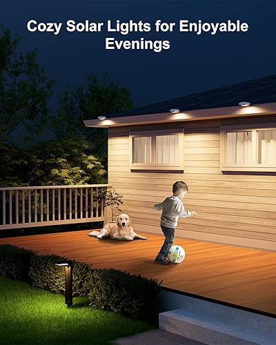 Miniatura 7 de Paquete de 8 luces solares para canalón, decorativas, impermeables, 12 LED, para valla, barandilla, pared exterior, cubierta, jardín, camino, patio