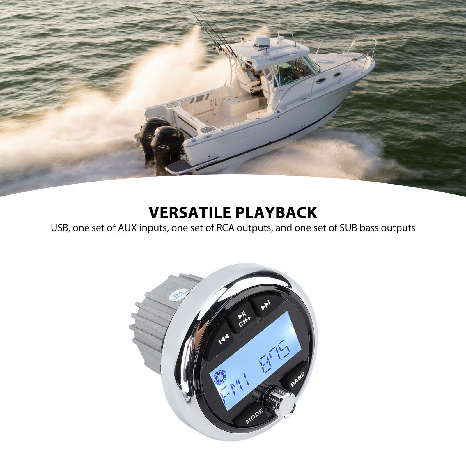 Brilluxa Ricevitore Stereo Marino 12V Impermeabile Boat Stereo Radio System Digital Media Player MP3 Per Yacht RV Engineering Vehicle Ship