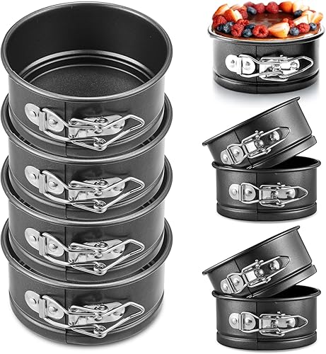 HONGBAKE Moldes Springform de 4 pulgadas, mini sartenes para tartas de queso con 200 forros de papel pergamino, mini sartenes antiadherentes para disponible en Yaxa Venezuela