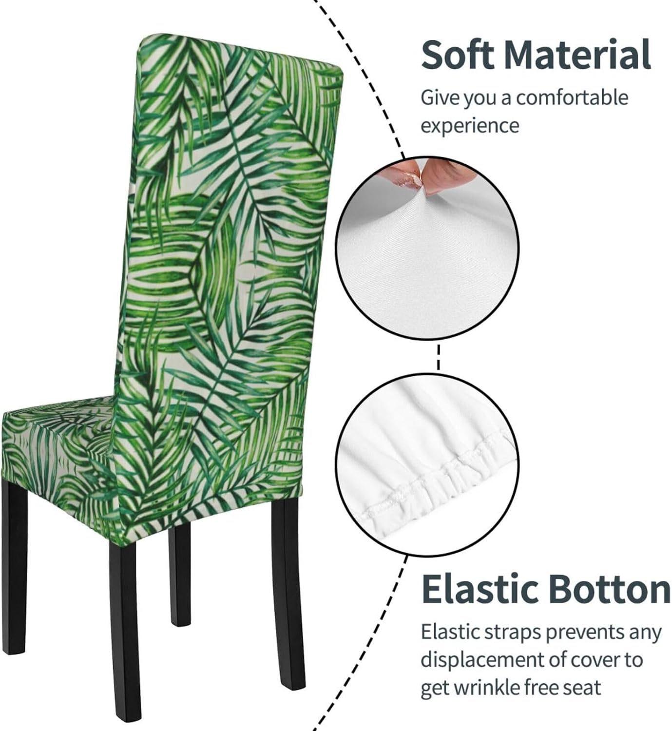 Banana Leaf Green Stretch Dining Chair Covers - Soft Protector Seat, Comfortable, for Secure Fit & Easy Stretch