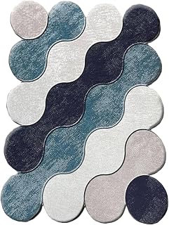 Dmora Tappeto da Bagno Locri 60x100 cm blu Lavabile in Lavatrice Forma Rettangolare,...