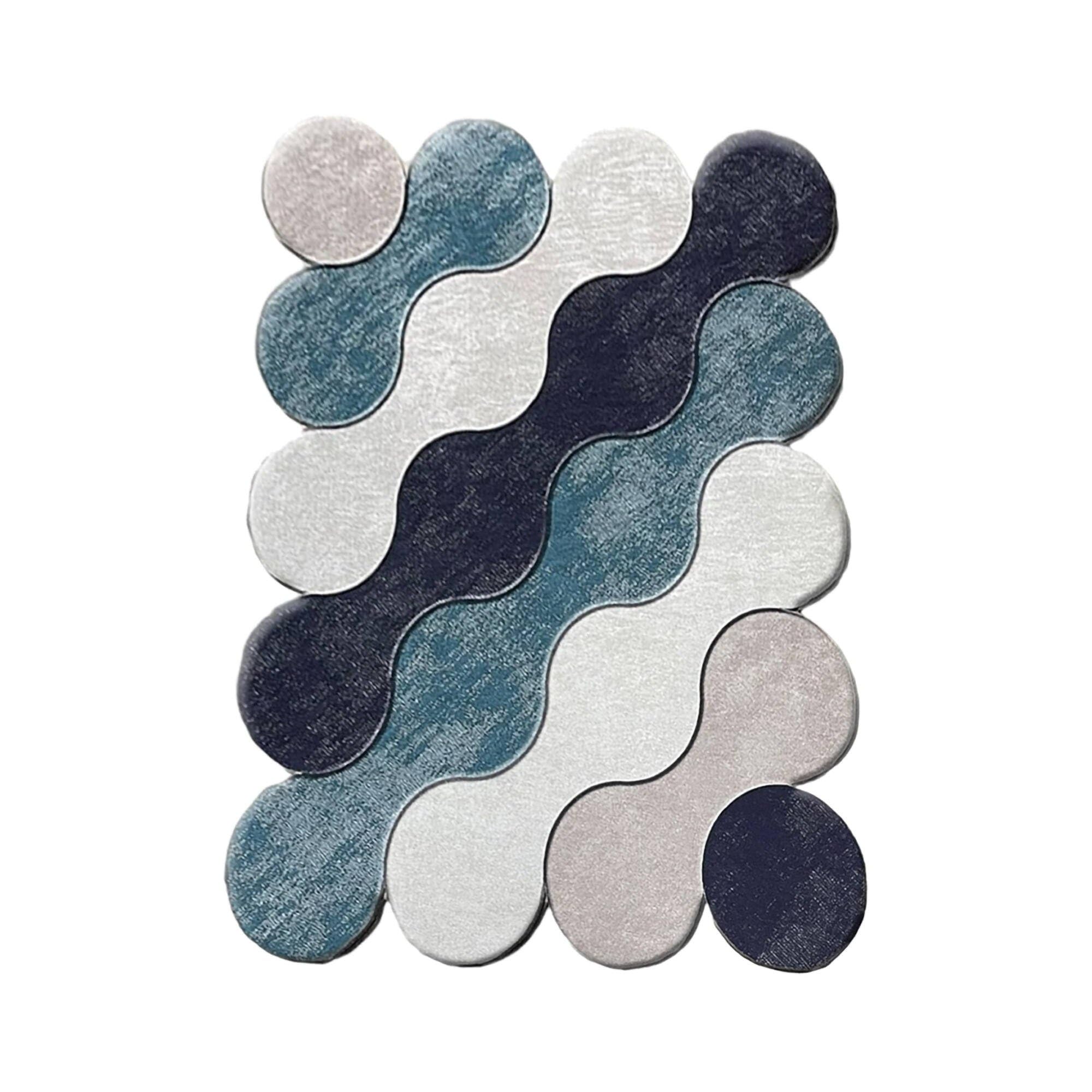 Dmora Alfombra de Baño Locri 100x60 cm azul, Forma Rectangular, Lavable en Lavadora, Antideslizante