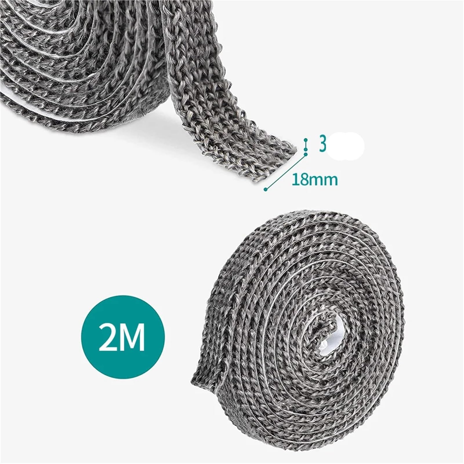 Guarnizione Stufa a Legna Corda for stufa piatta nera da 20/25 mm x 2 m | Guarnizione autoadesiva in fibra di vetro for camino, guarnizione for porta del camino(25mmx2m)