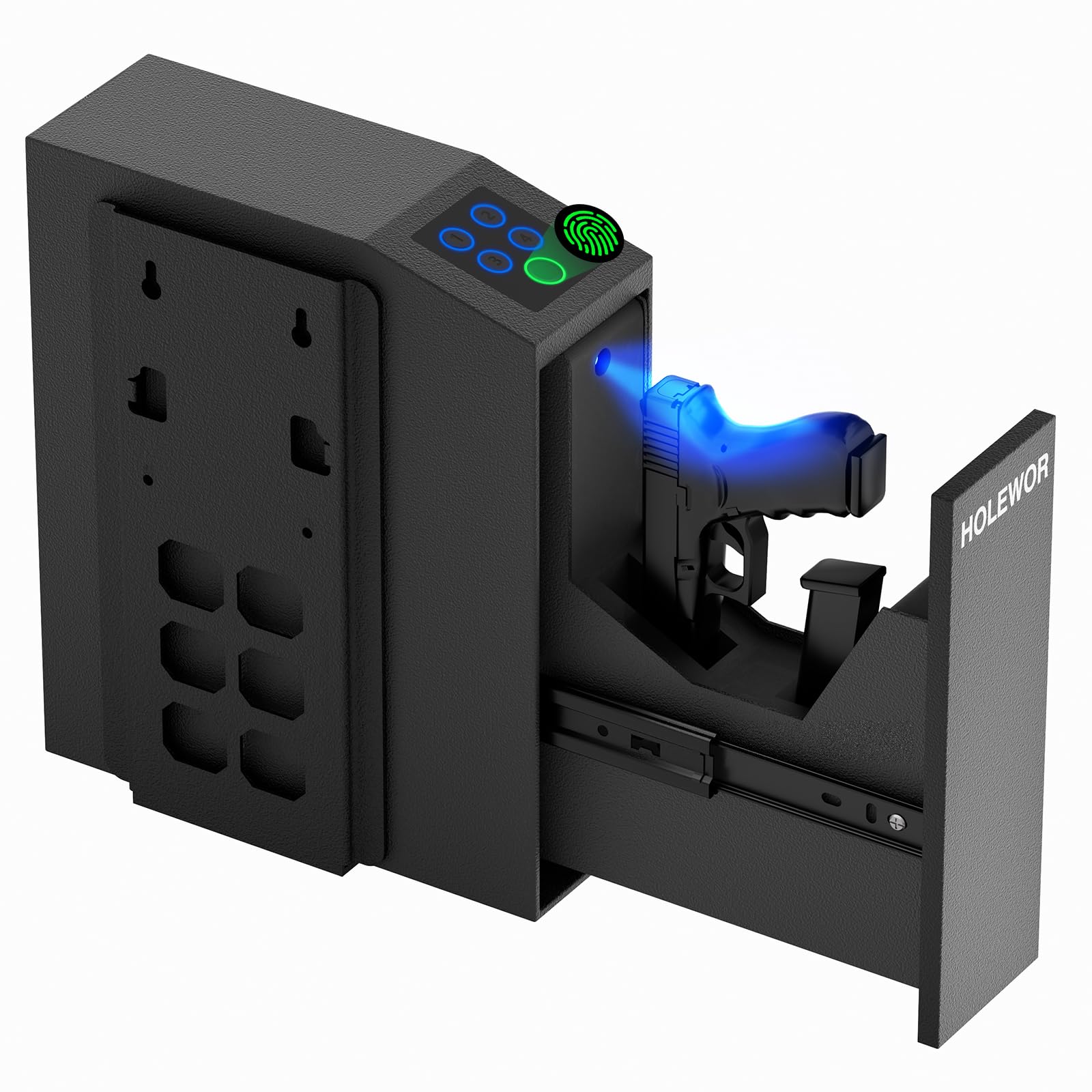 Caja de seguridad biométrica para pistola, huella dactilar, acceso rápido, caja de bloqueo para mesita de noche