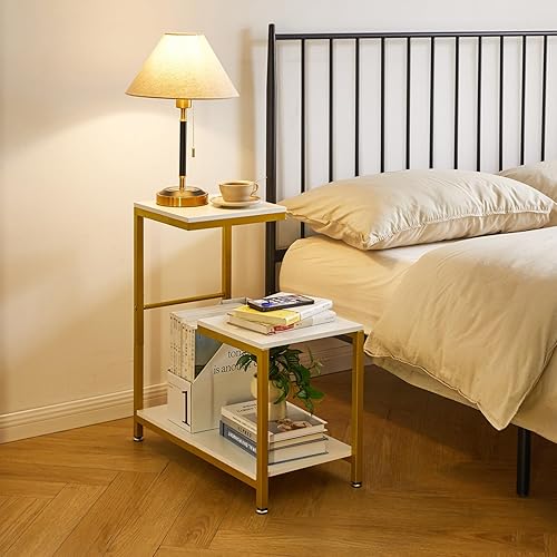 Miniatura 5 de Mesa auxiliar en forma de G para sala de estar, dormitorio, mesa de sofá, mesa de esquina, mesita de noche, soporte de flores de balcón, mesa