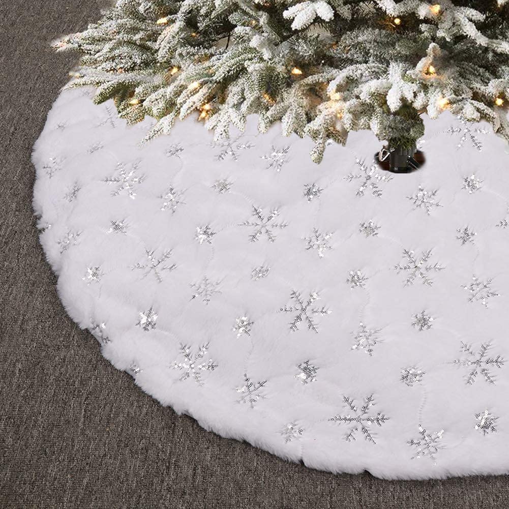 Gonna Albero di Natale 120cm Base di Natale Bianco Tappeto Decorazione Capodanno casa Festa Forniture