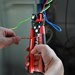 Descascador de fios autoajustável 10-24 AWG/crimpador/cortador de fio - Ferramenta universal automática de decapagem de fios 3 em 1 | Descascador de fios multifuncional e ferramenta de crimpagem, 20