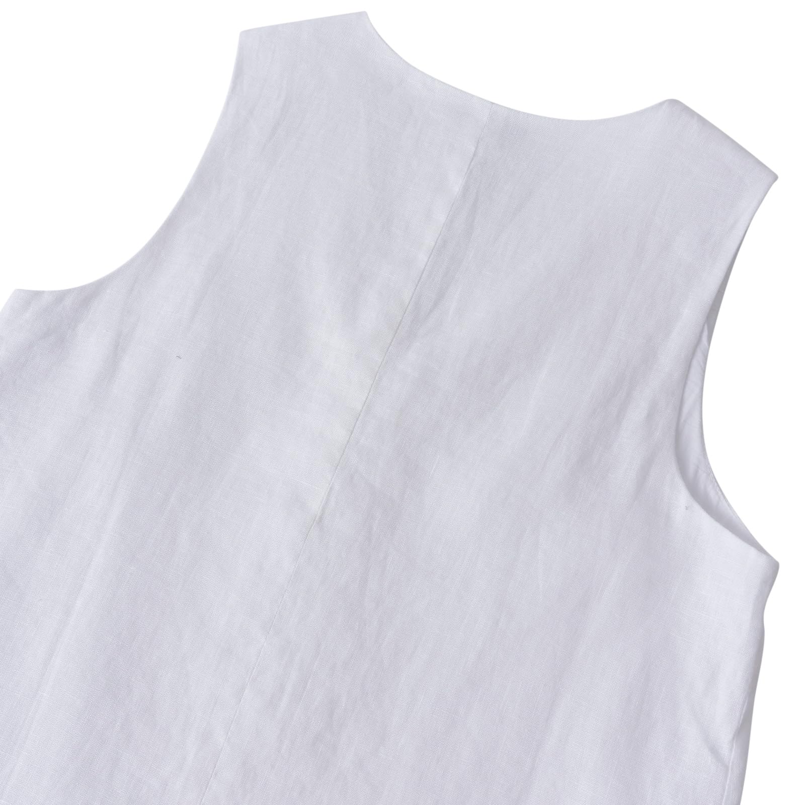 Amazhiyu Gilet da donna in puro lino, top estivo senza maniche con bottoni, scollo a V, in lino