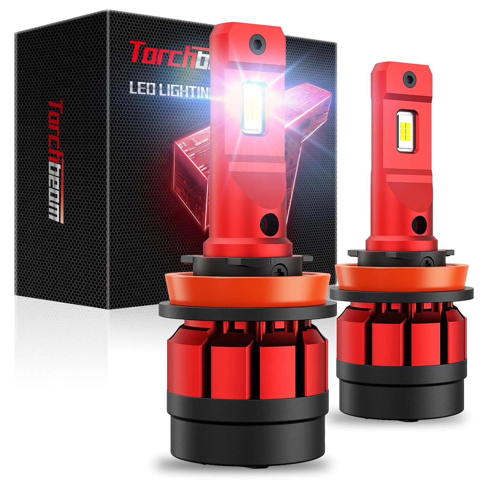 Torchbeam H11 LED Light Bulbs 94,000LM 6500K Crystal White 2026 Model (2-Pack)