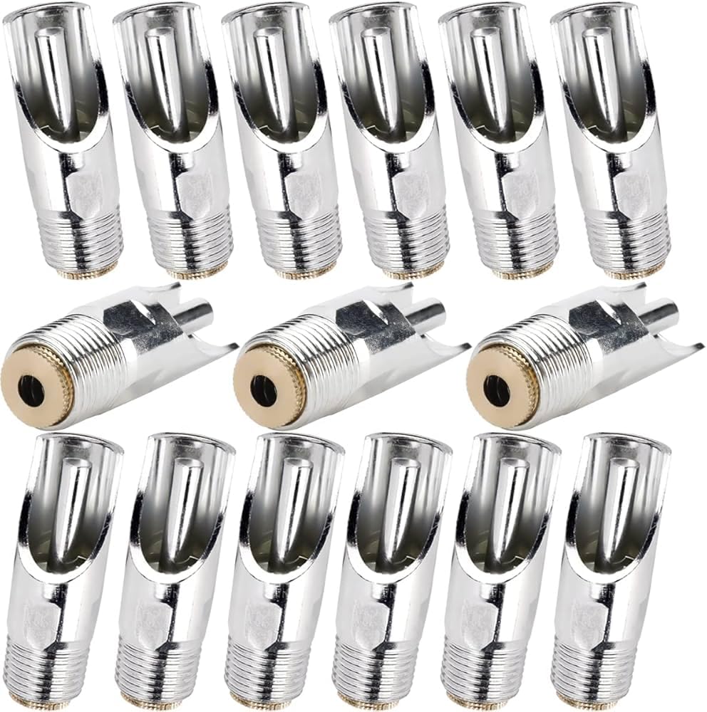 Bethlehem Stainless Steel Pack of 15 Pig Nipple Drinker with Brass Attachment | Durable, Hygienic Automatic Water Supply for Sows, Pigs, Piglets, Hog Farms Pig Brass Nipple Drinker Water Feeder