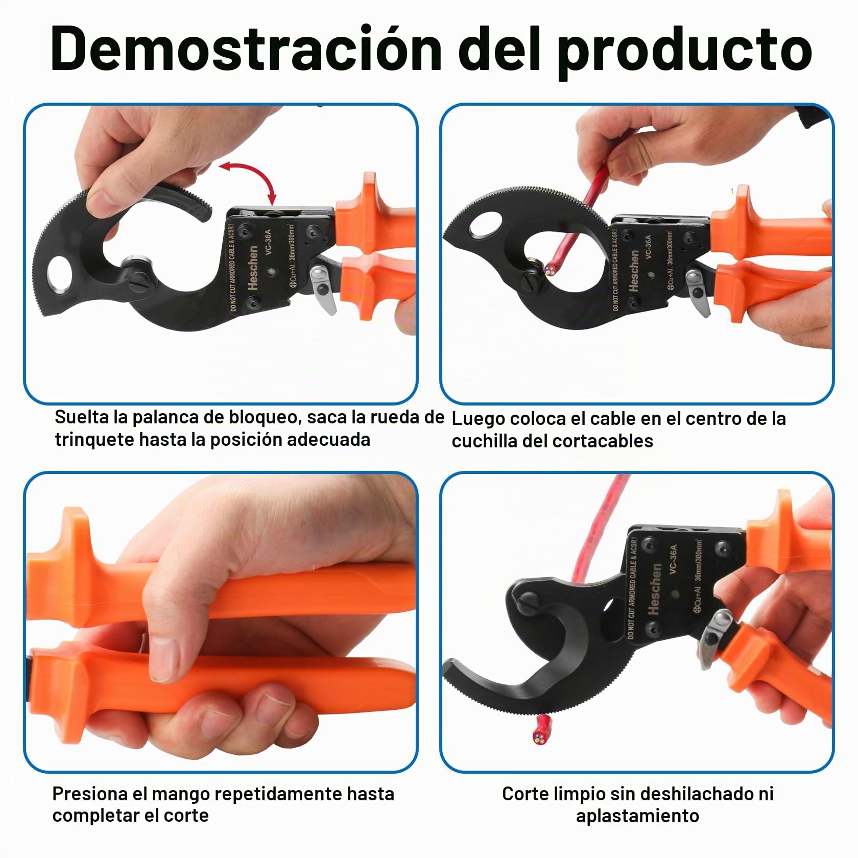 Heschen trinquete cortador de cable VC-36A uso para 36mm / 300mm² alicates pelacables mano que prensa la herramienta