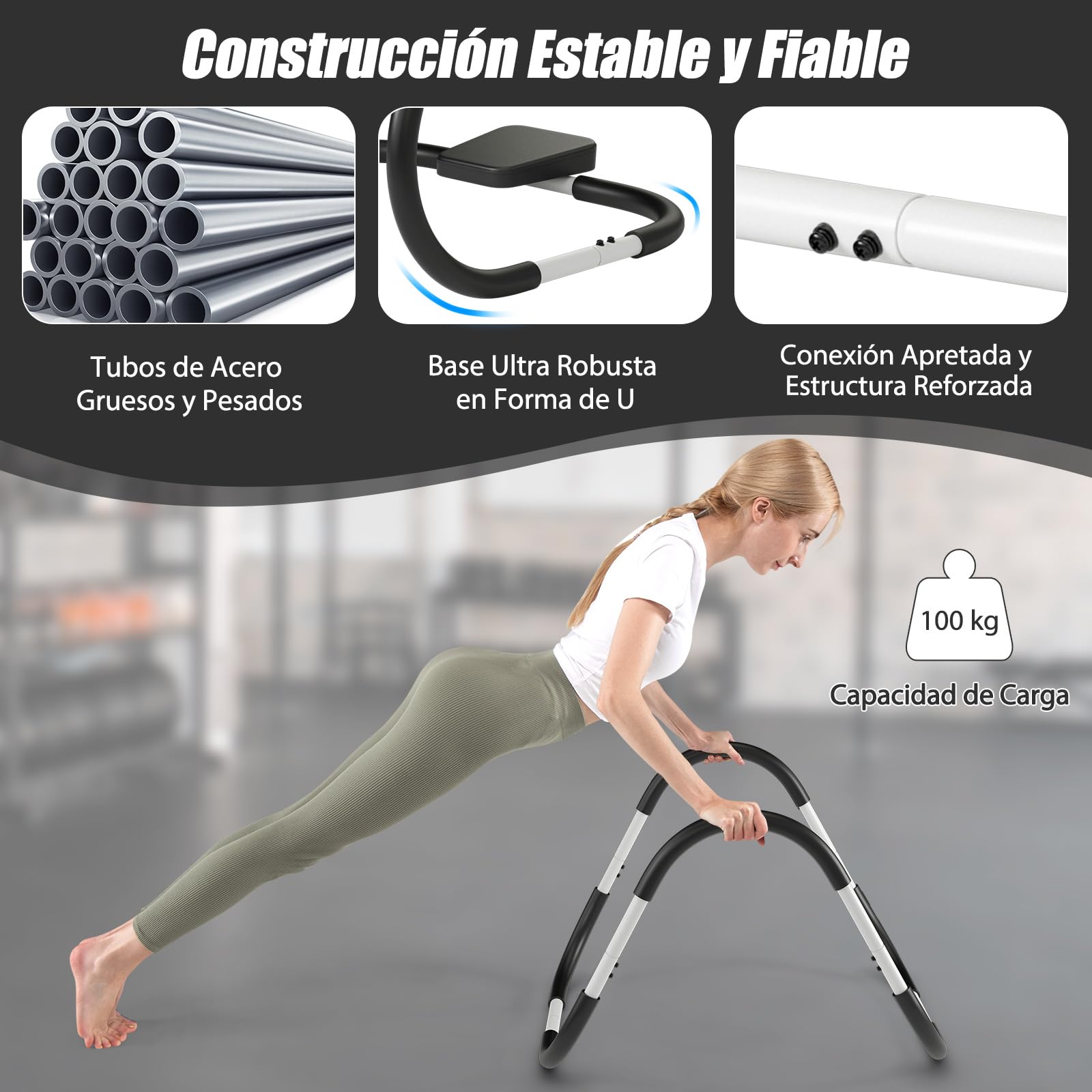 COSTWAY Entrenador de Fitness AB Trainer, Entrenador de Ejercicios de Fuerza Abdominales, Reposacabezas Acolchado