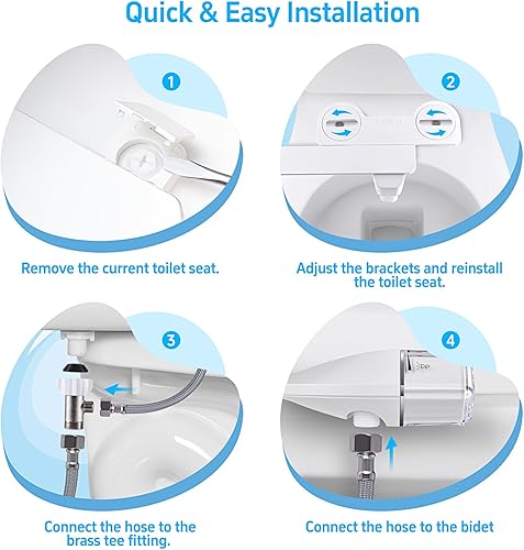 Miniatura 5 de Accesorio de bidé ultra delgado con doble boquilla para inodoro, accesorio de asiento de inodoro con controles de presión (lavado