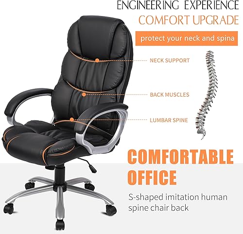 Miniatura 4 de PayLessHere Silla de oficina ergonómica de respaldo alto ejecutivo silla de escritorio con silla giratoria ajustable de piel sintética con