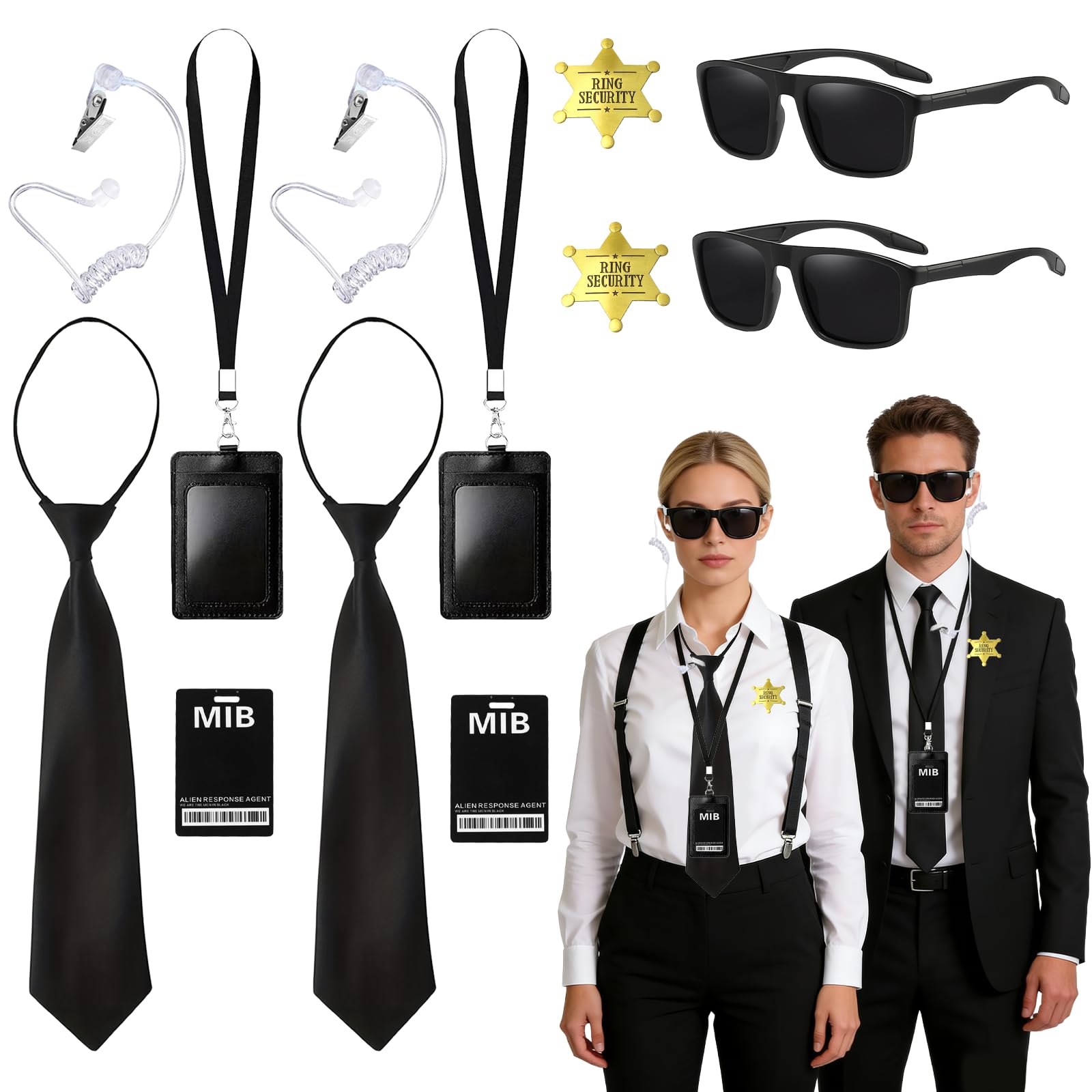 12 Pcs Duo Agent Costume Accessories Set for Women Men Secret Service Costume Cosplay Set