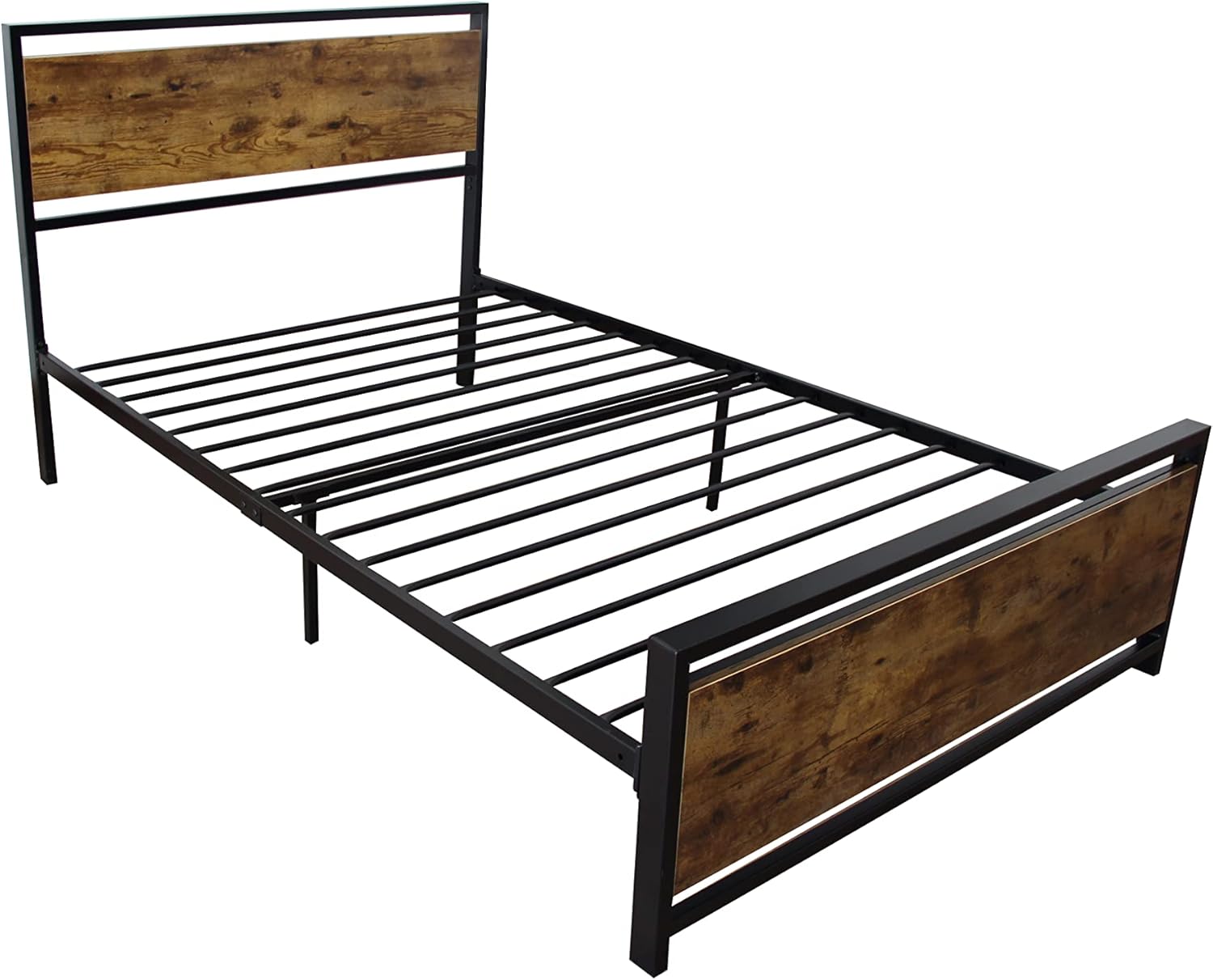 Twin Size Metal Bed Frame with Strong Steel Structure, Modern Design, No Box Spring Needed, Easy Assembly, Black, 79.10W x 41.10D x 39.60H in