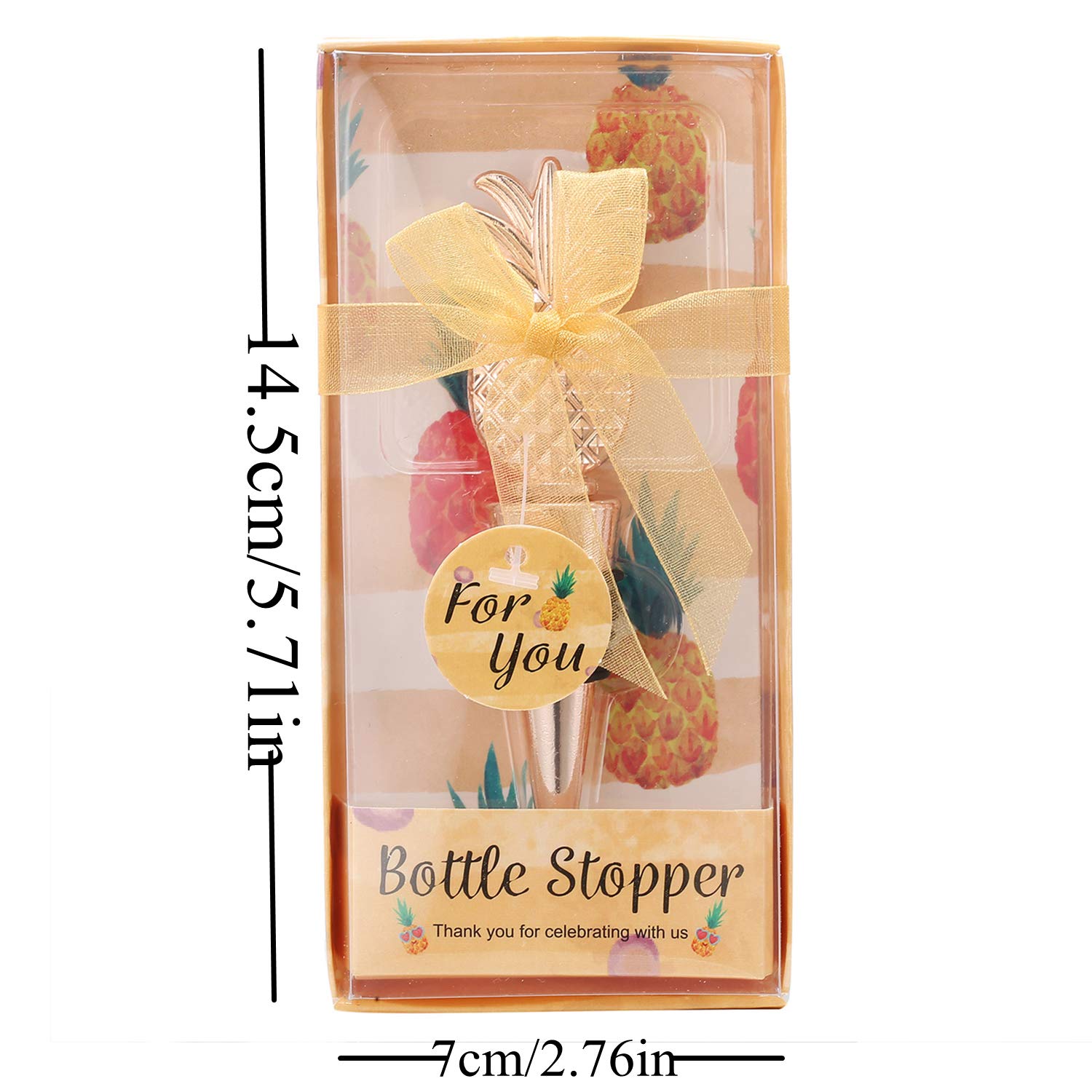 WeddParty - 24 tapones para botellas de vino de piña dorada, tapón de corcho para cerveza, vino y champán, con caja de regalo para recuerdos de fiesta, suministros de regalo por WeddParty (paquete de