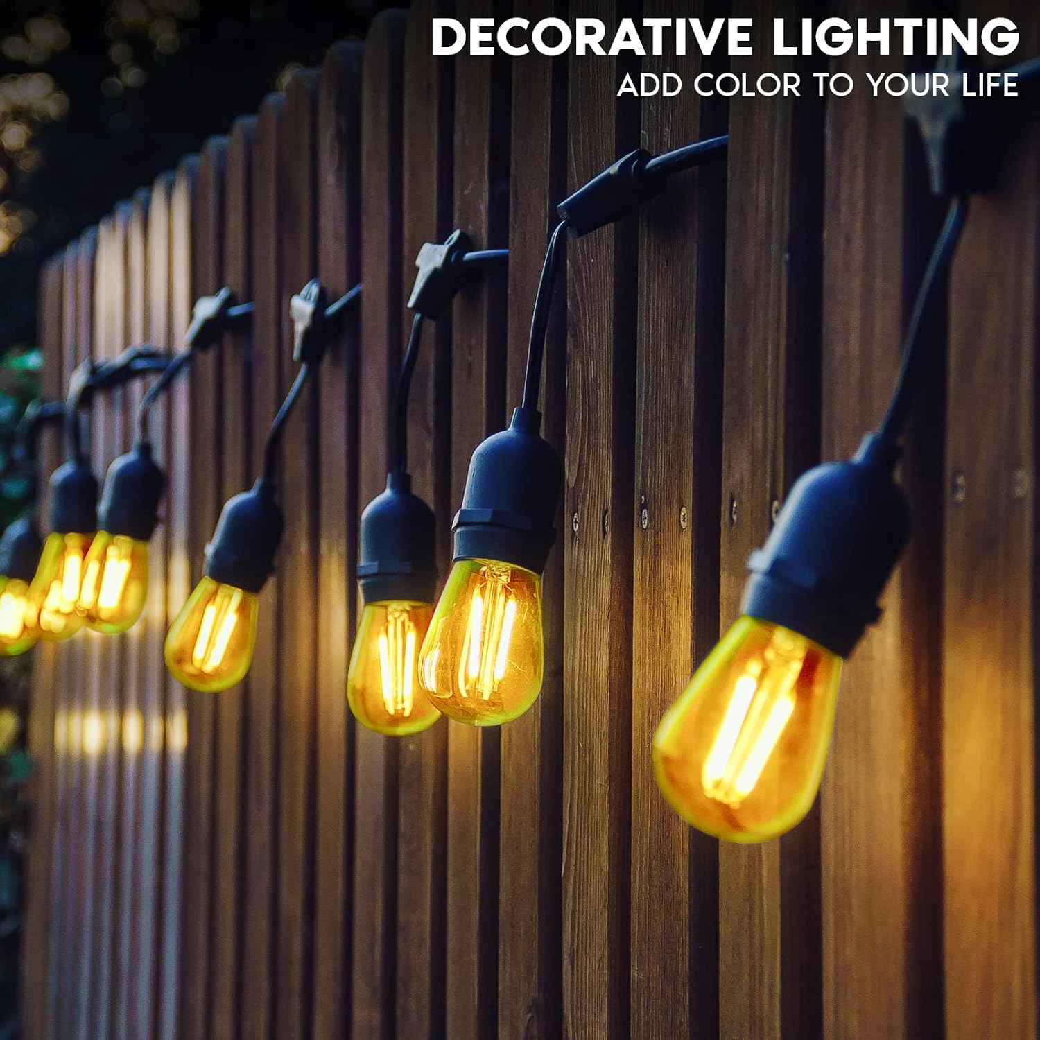 LUXRITE S14 Edison LED Yellow Light Bulbs, 0.5W, Colored LED Bulbs for Outdoor String Lights, UL Listed, E26 Base, Indoor Outdoor, Decoration, Party, Holiday, String Light Replacement Bulbs (6 Pack)