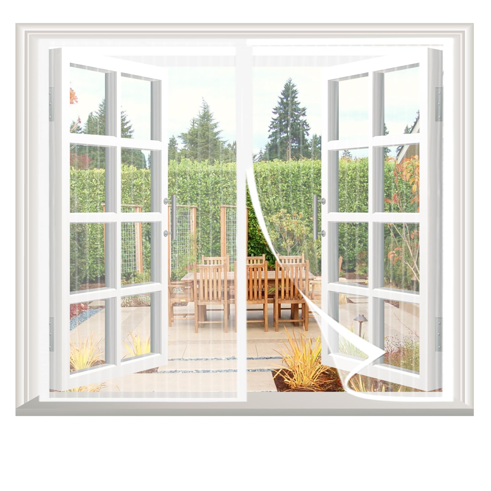 Moustiquaire Fenêtre Magnétique 150x150cm, Fermeture Automatique
