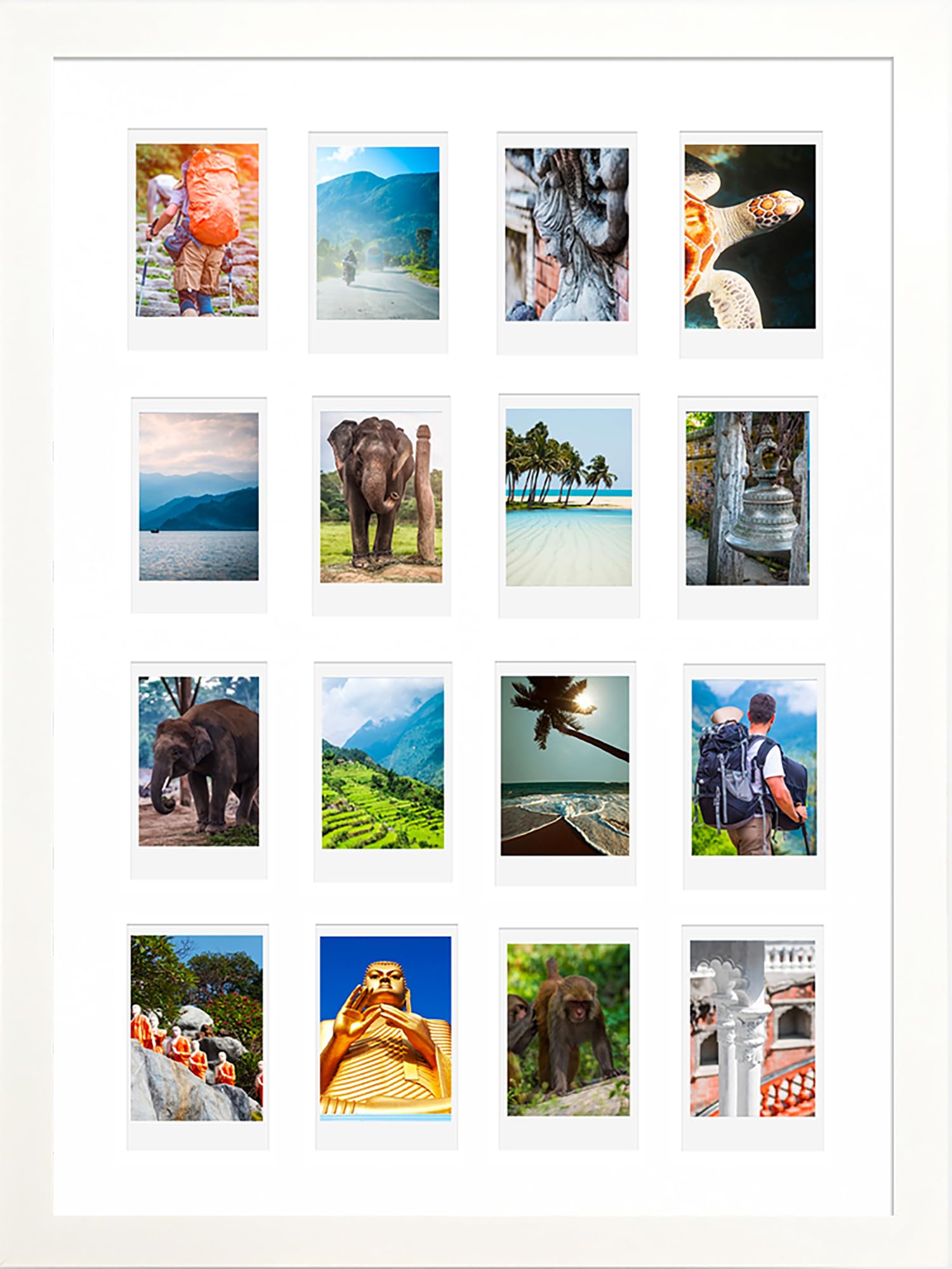 pf+a REAL GLASS Instax Mini Multi Photo Frame For 16 Photos - White A3 Multi Instax Mini Picture Frame