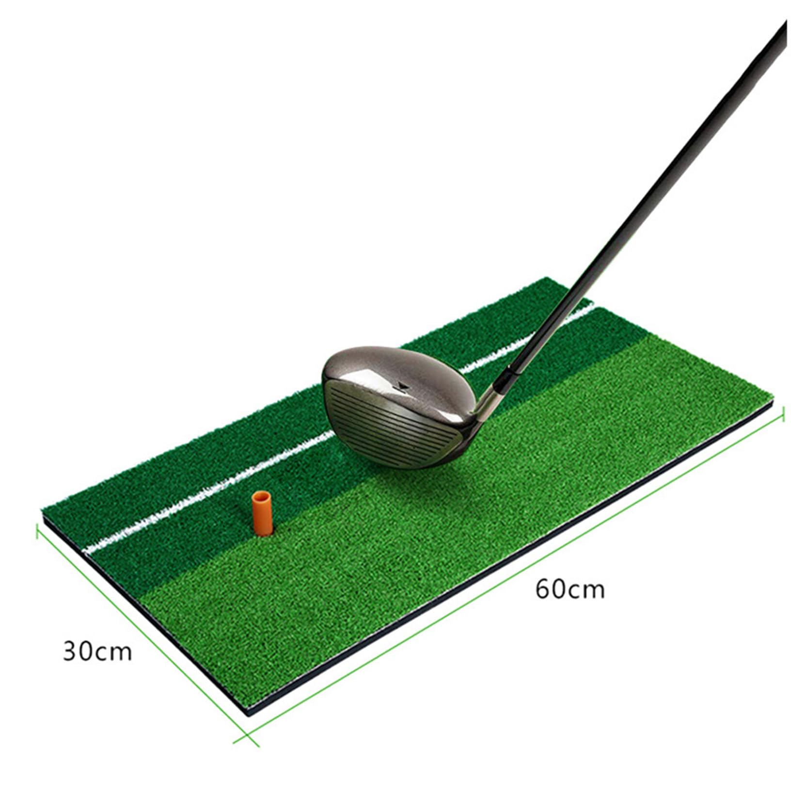 Yeahdor 30cm×60cm Professional Golf Training Mat with Dual-Color Striped Alignment Guides - 10mm Reversible Grass, PP Synthetic Turf, High-Elastic Base White 12