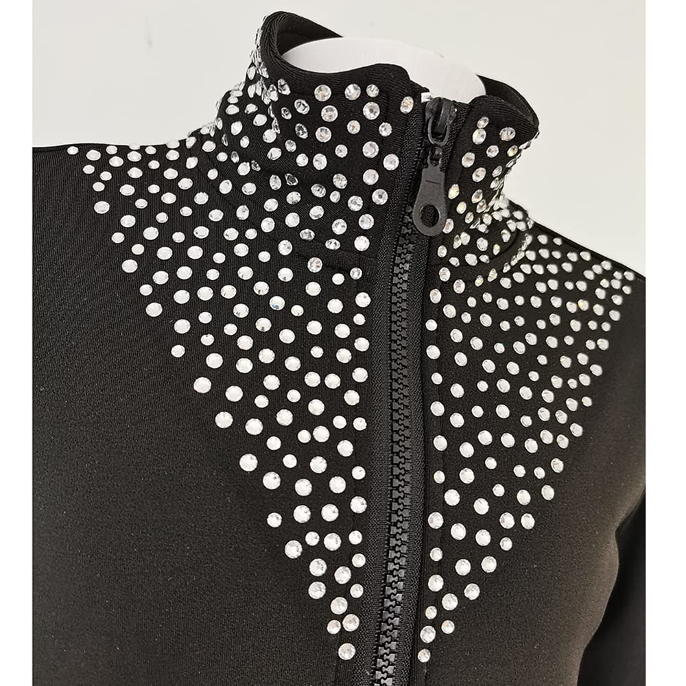 LIUHUO Eiskunstlaufjacke mit Diamanten, zweifarbig, Mädchen-Trainingskleidung