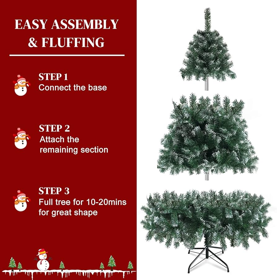 Amazon.com: 6FT Artificial Hinged Christmas Tree, Spray White Snow