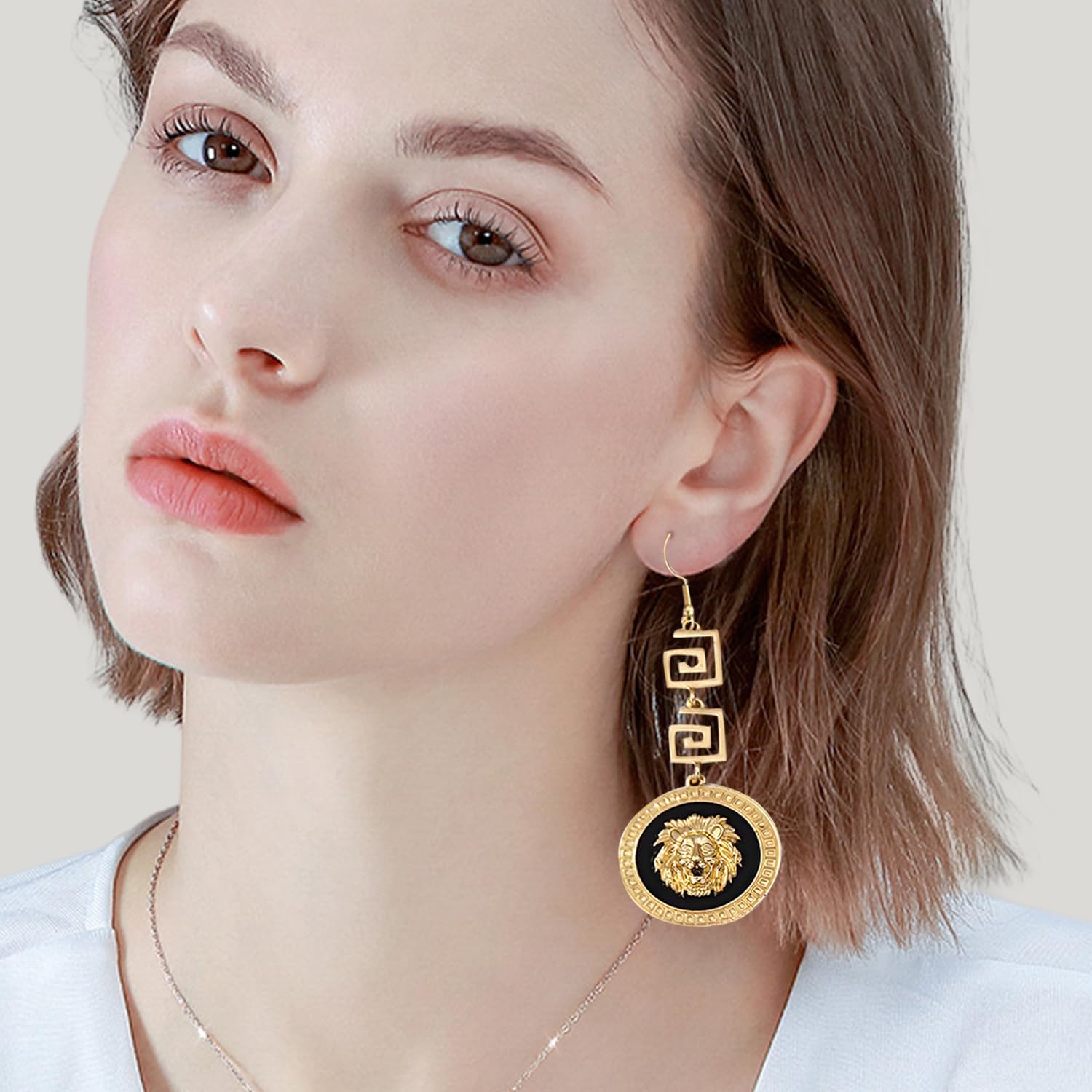 Christmas Gift Lion Head Stud Earrings Gold Tiger Statement Lion Drop Dangle Earrings Animal Earrings Personality Jewelry for Women - Image 7